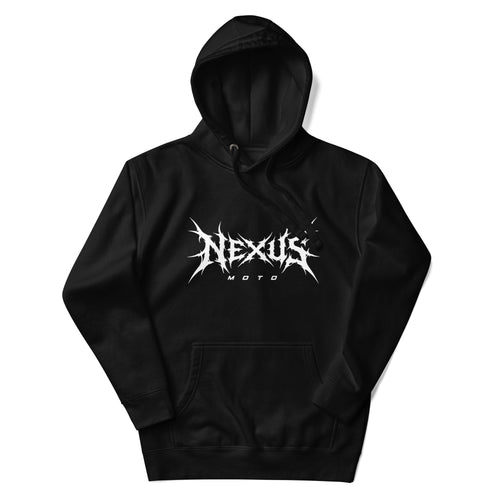 Nexus Moto black pullover hoodie with white Nexus logo